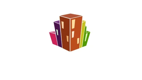 Birth of a city district, a growing set of houses and buildings. Animated ill Vídeos de archivo 141978509