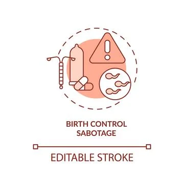Birth control sabotage red concept icon Stock Illustration