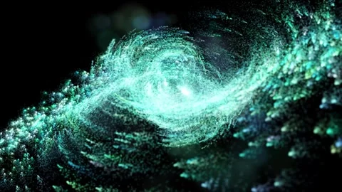 The birth of a galaxy. Many small luminous sadat particles form a single spac Stock Footage 294970644