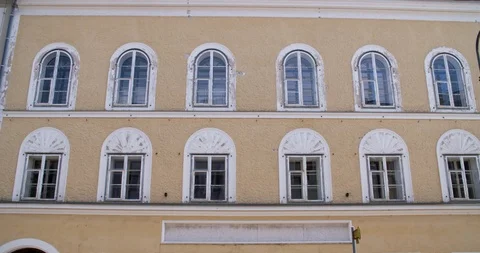 Birth house Aldolf Hitler front side at Braunau am Inn, Austria 4K Stock Footage 113862234