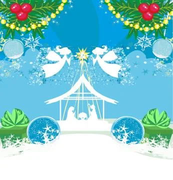 Birth of Jesus in Bethlehem - abstract card Stock Illustration