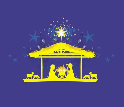 Birth of Jesus in Bethlehem - abstract card Stock Illustration