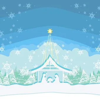 Birth of Jesus in Bethlehem - abstract card Stock Illustration