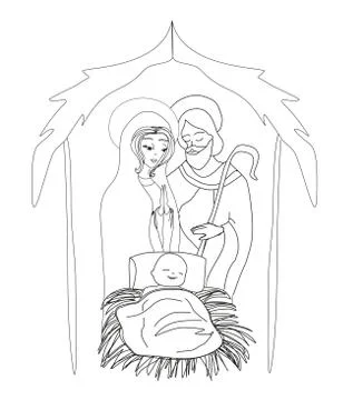 Birth of Jesus in Bethlehem Stock Illustration
