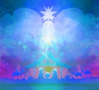 Birth of Jesus in Bethlehem Stock Illustration