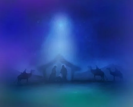 Birth of Jesus in Bethlehem Stock Illustration