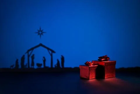 Birth jesus with present Stock Photos