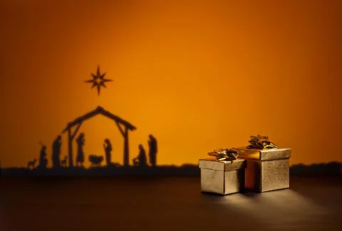 Birth jesus with present Stock Photos