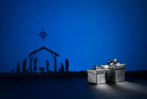 Birth jesus with present Stock Photos