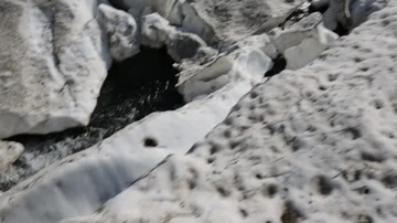 The birth of a mountain river. Glacier close up Stock-Footage 85708306