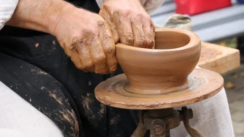 The birth of pottery on a pottery wheel. Stock Footage 82178670