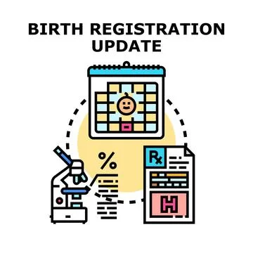 Birth registration update, tracking new baby health data Illustrazione stock