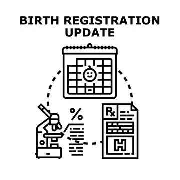 Birth registration update, tracking new baby health data Illustrazione stock
