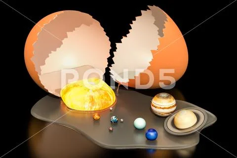 Birth of the Universe from egg concept, 3D rendering Stock Illustration