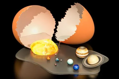 Birth of the Universe from egg concept, 3D rendering Stockillustratie