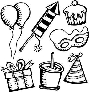 Birthday and Celebration Objects Stock-Illustration