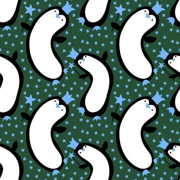 Birthday animals seamless penguin pattern for wrapping paper and fabrics Stock Illustration