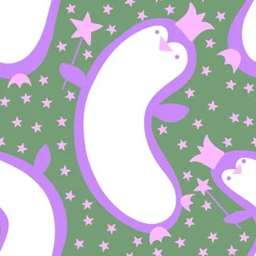 Birthday animals seamless penguin pattern for wrapping paper and fabrics Stock Illustration