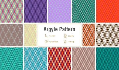 Birthday argyle bundle created for party decorations. The pack supports wall  Stock Illustration