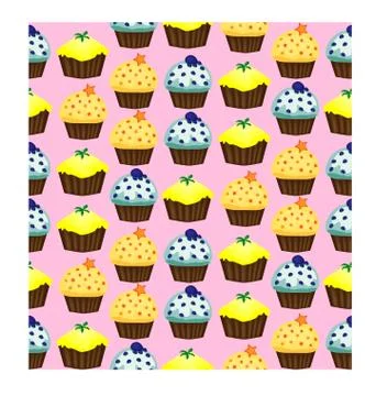 Birthday background. Seamless pattern with cupcakes and muffins. Cute cartoon Illustrazione stock