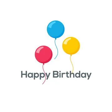 Birthday balloon flat vector icon. Happy birthday balloon cartoon background Stock Illustration