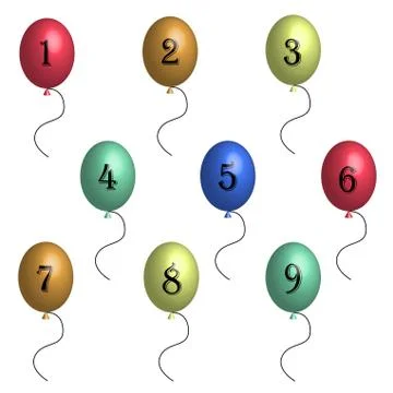 Birthday balloons in 3D Stock Illustration