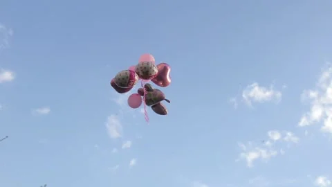 Birthday balloons in the sky Stock Footage 316167815