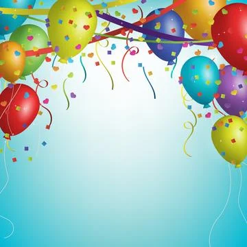 Birthday balloons vector background design. Happy birthday to you with a balloon Stock Illustration