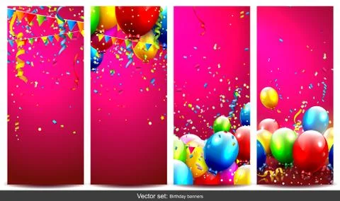 Birthday banners Illustrazione stock