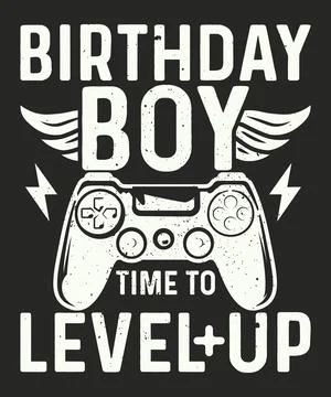 Birthday boy time to level up video gaming t-shirt design Stock Illustration
