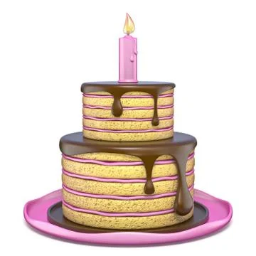 Birthday cake 3D Stock Illustration