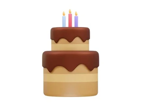 Birthday cake 3d rendering icon Stock Illustration