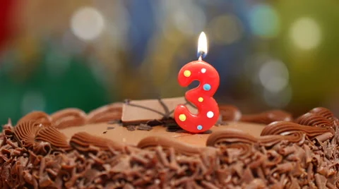 Birthday cake for a 3rd birthday Stock Footage 40107089