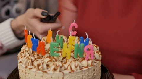 Birthday cake and candles Video stock 101608931