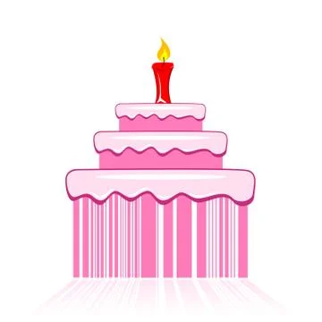 Birthday cake with barcode Stock Illustration