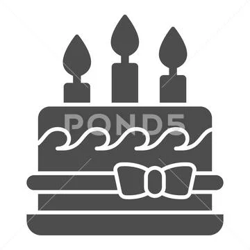 birthday cake on fire clipart in black