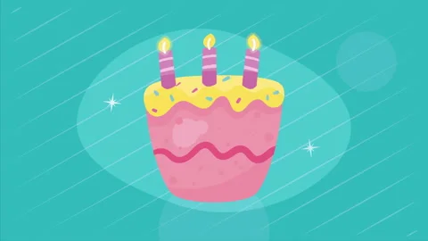 birthday cake with candles animation | Stock Video | Pond5