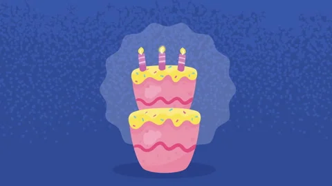 birthday cake with candles animation | Stock Video | Pond5