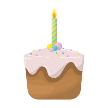 Birthday cake with candles flat illustration. Isolated on white background. Stock Illustration