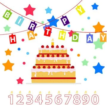 Birthday cake with candles Stock Illustration