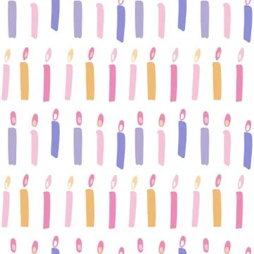 Birthday cake candles seamless pattern. Presents and gifts festive wrapping p Illustrazione stock