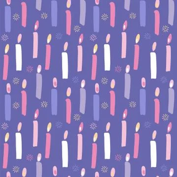 Birthday cake candles seamless pattern. Flat vactor illustration for Presents Illustrazione stock
