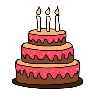 Birthday cake with candles vector graphics design. Stock Illustration
