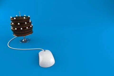 Birthday cake with computer mouse Illustrazione stock