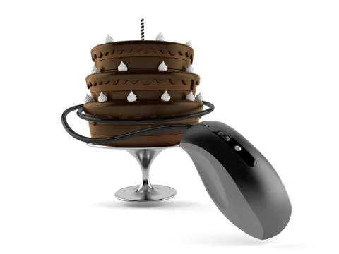 Birthday cake with computer mouse Illustrazione stock