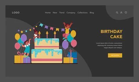 Birthday cake concept. Flat vector illustration Illustrazione stock