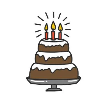 Birthday cake doodle icon, vector illustration Stock Illustration