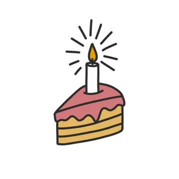 Birthday cake doodle icon, vector illustration Stock Illustration