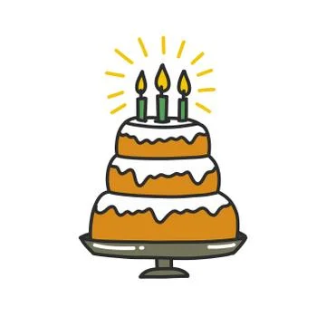 Birthday cake doodle icon, vector illustration Stock Illustration