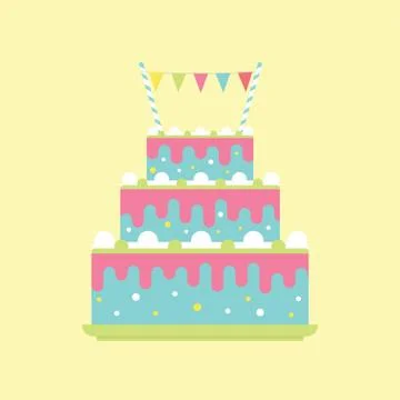 Birthday cake with flags Stock Illustration